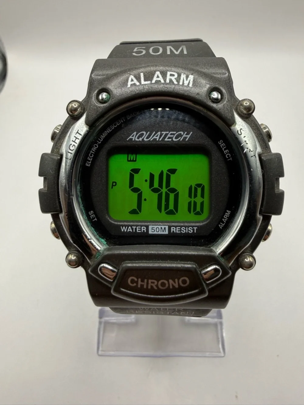 Aquatech Digital Watch Sports Chrono CR2025 GSI AQT24015 Stainless Ba